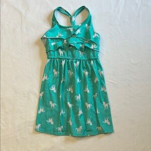 Kids Unicorn Print Dress - Green